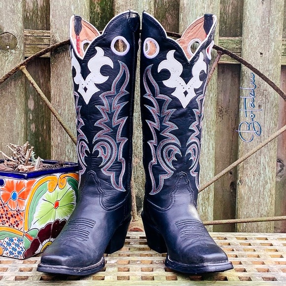 TONY LAMA Buckaroo 3R Tall Knee High Cowgirl Cowboy Western Boots, 9.5 10 - Picture 2 of 10